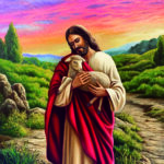 Painting art of jesus holding the lamb