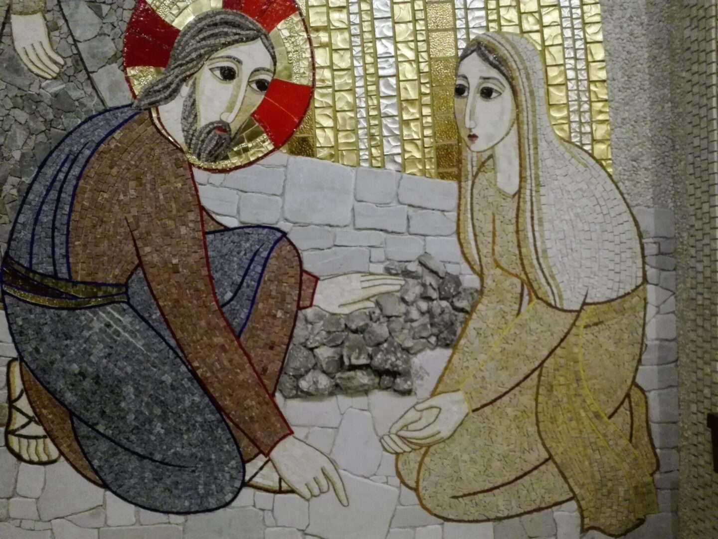 Forgiveness of Mary Magdalene mosaic by Cristian Gutierrez, LC  courtesy of Cathopic